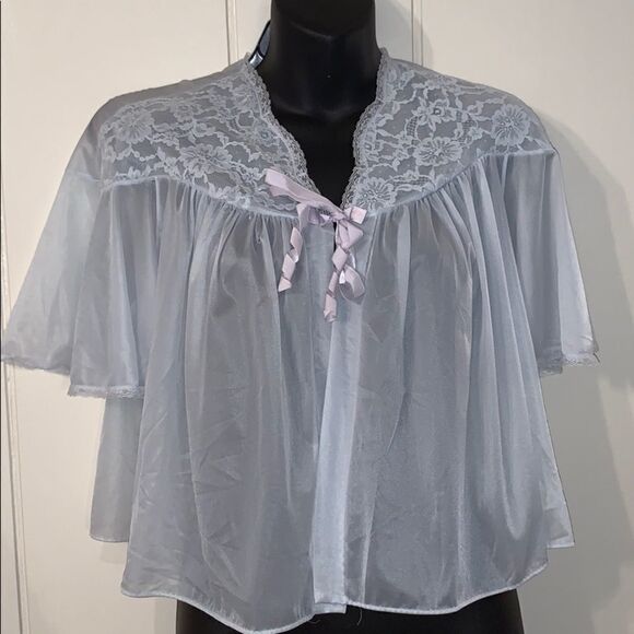 Vtg Vanity Fair baby blue bed jacket - Picture 1 of 8